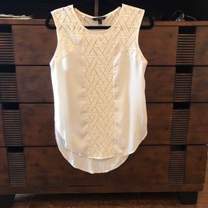 White lace front detail sleeveless top